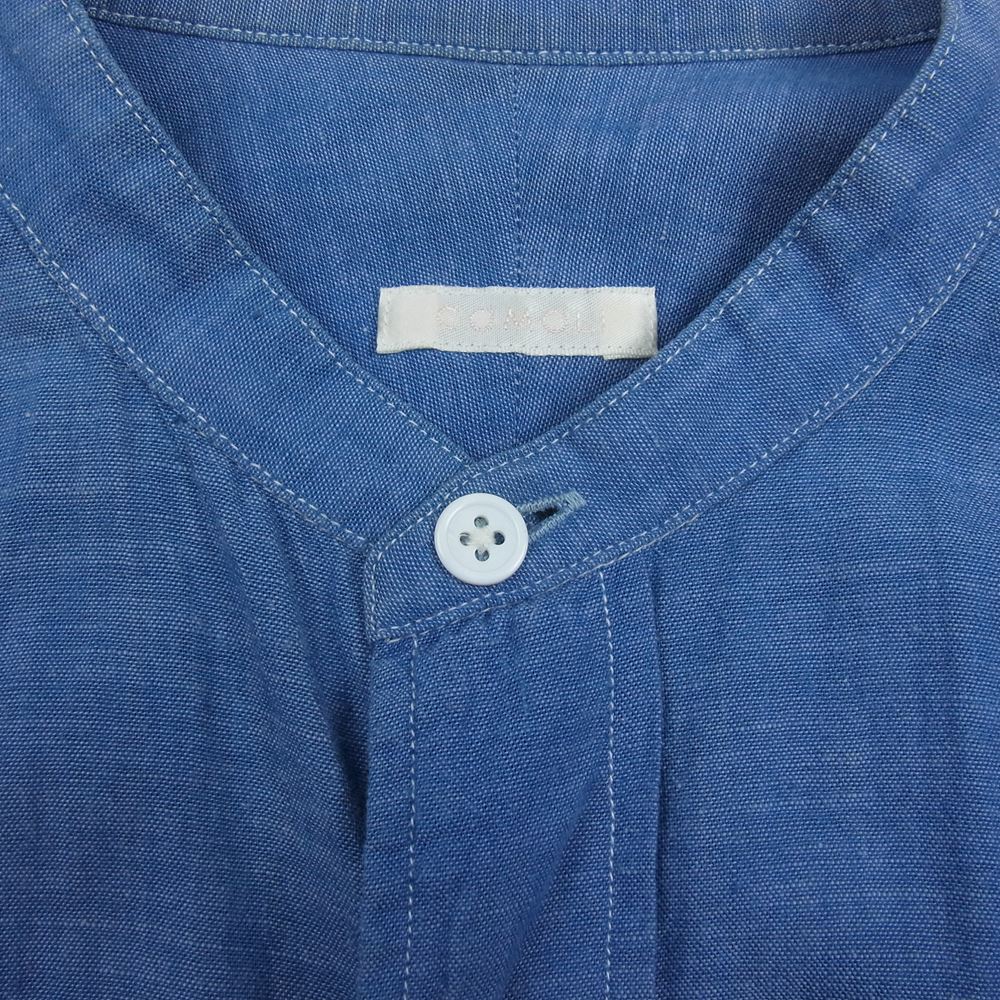COMOLI コモリ 15AW 15F-02004 ベタシャン バンドカラー 長袖 シャツ インディゴブルー系【中古】