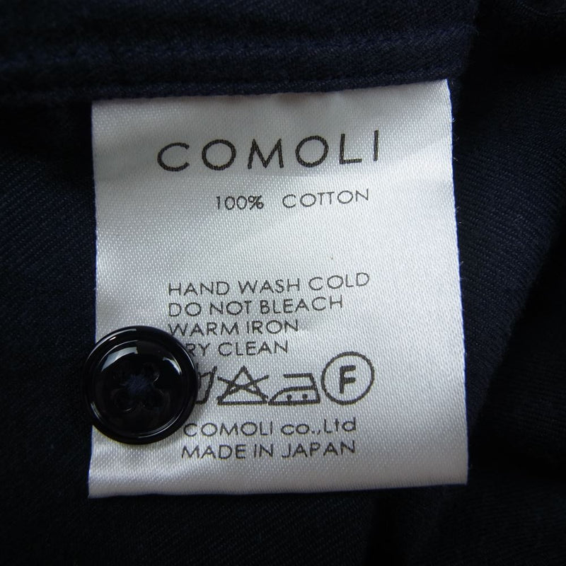 COMOLI コモリ 16AW J03-02003 コットンネル オープンカラー 長袖 シャツ ネイビー系【中古】