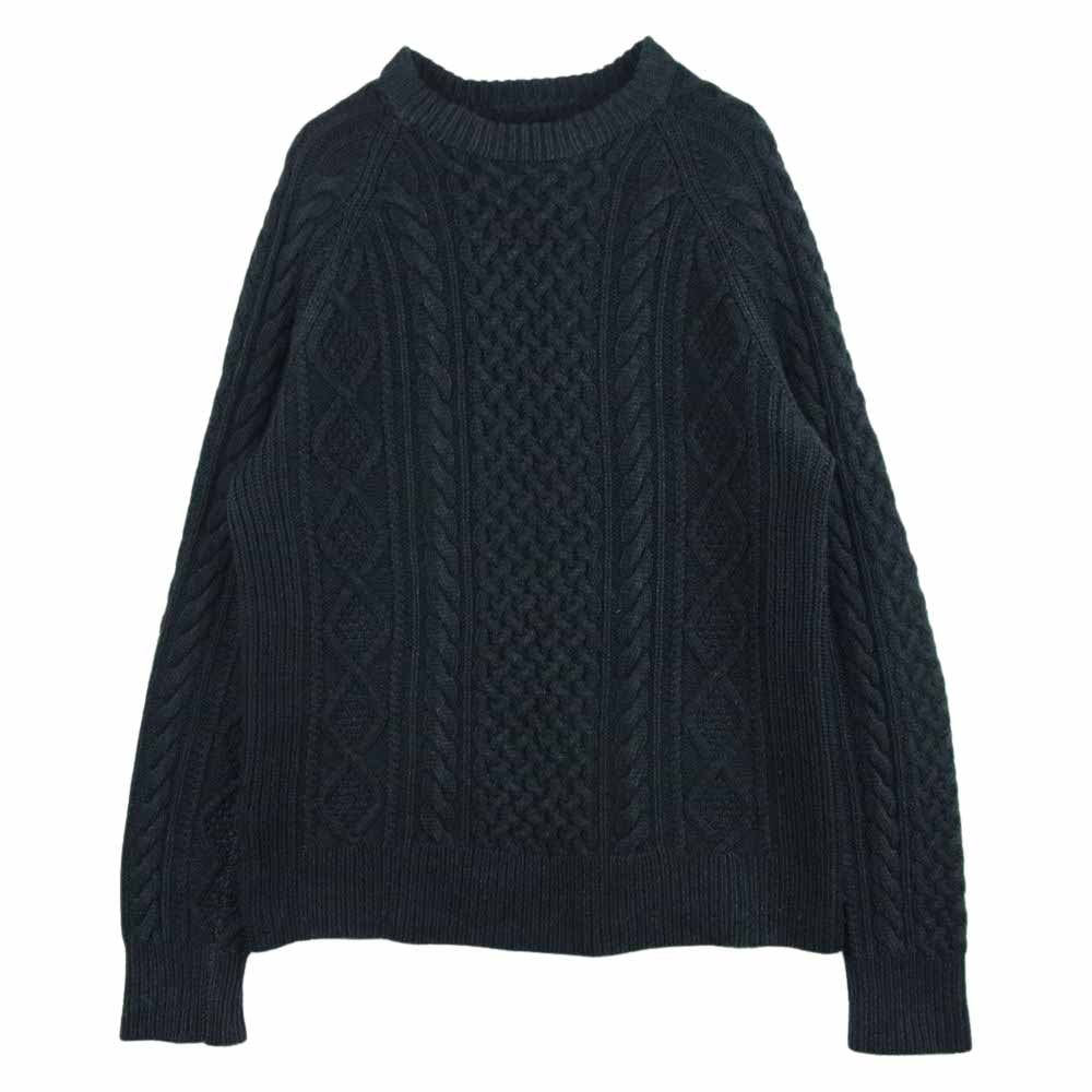 サイドスロープ SSL20-082 HAND KNIT フィッシャーマン クルーネック リブ ハンドニット ケーブル ニット ダークグレー系 2【中古】