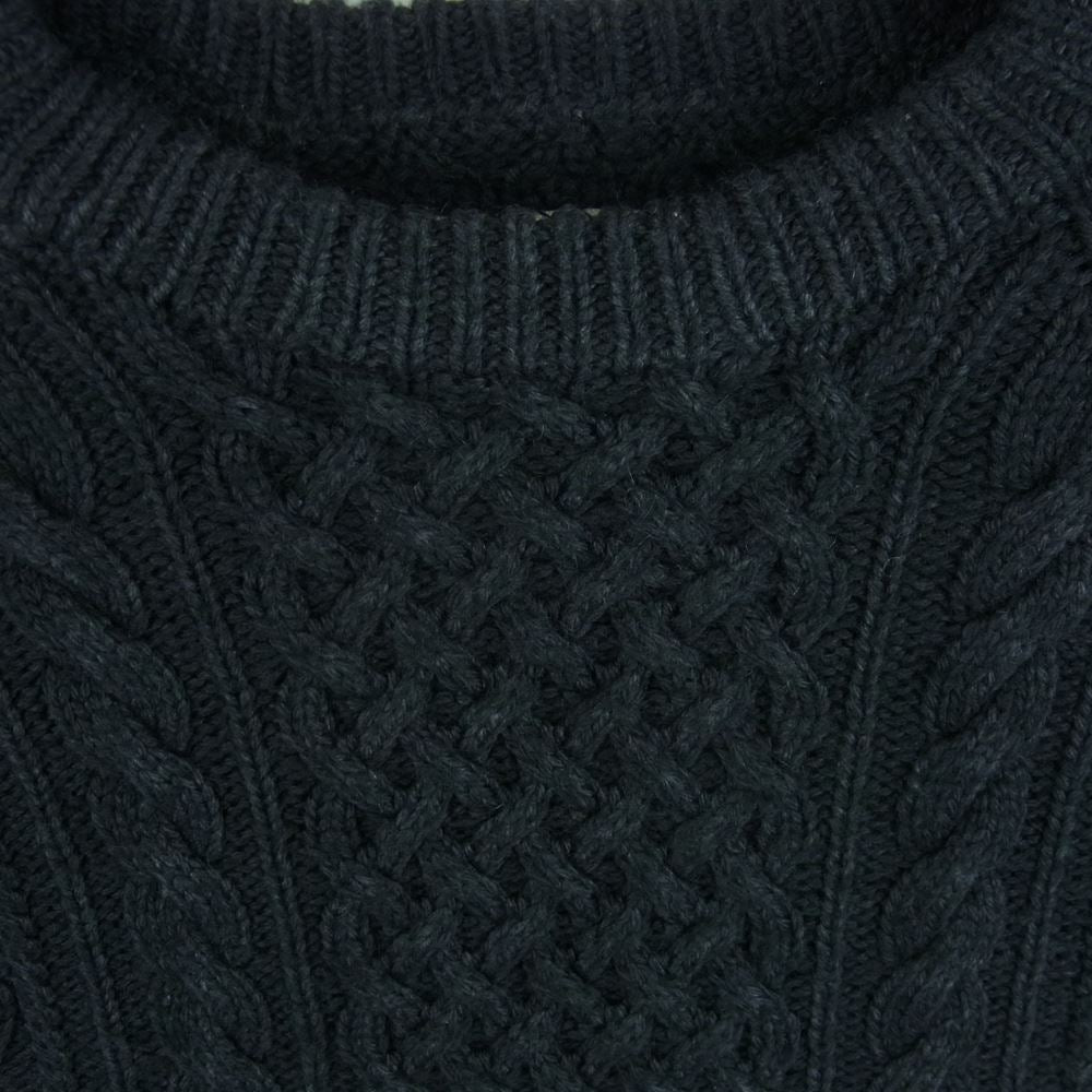 サイドスロープ SSL20-082 HAND KNIT フィッシャーマン クルーネック リブ ハンドニット ケーブル ニット ダークグレー系 2【中古】