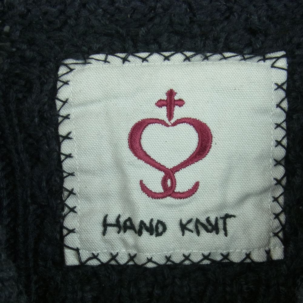サイドスロープ SSL20-082 HAND KNIT フィッシャーマン クルーネック リブ ハンドニット ケーブル ニット ダークグレー系 2【中古】