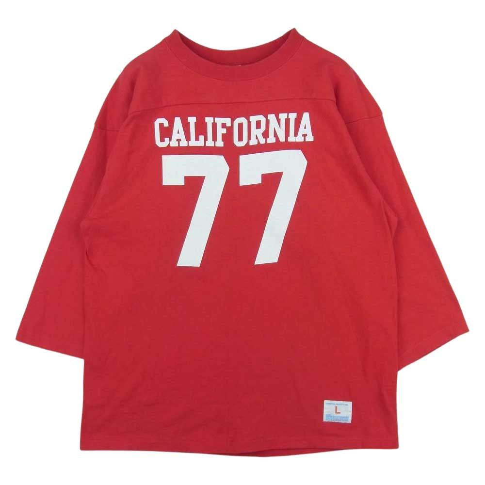 STANDARD CALIFORNIA スタンダードカリフォルニア Champion チャンピオン 77 フットボール 七分袖 Tシャツ レッド系 L【中古】