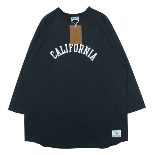 STANDARD CALIFORNIA スタンダードカリフォルニア SD HEAVYWEIGHT LOGO BBT ヘビーウェイト ロゴプリント 七分袖 Tシャツ ブラック系 XL 46 - 48【美品】【中古】