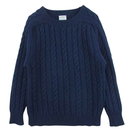 INVERALLAN インバーアラン RHC ロンハーマン 別注 クルーネック リブ ウール ケーブル ニット 英国製 ネイビー系 40【中古】