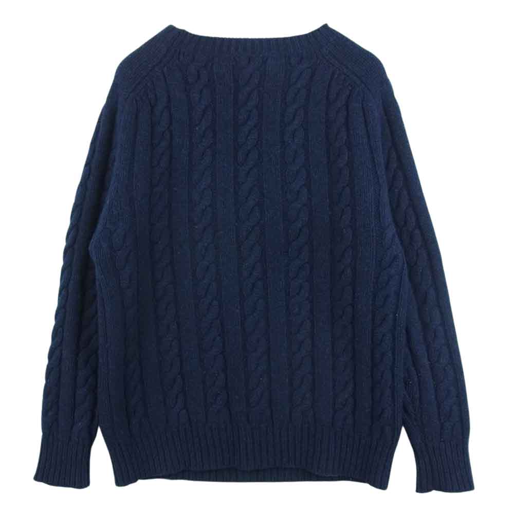 INVERALLAN インバーアラン RHC ロンハーマン 別注 クルーネック リブ ウール ケーブル ニット 英国製 ネイビー系 40【中古】