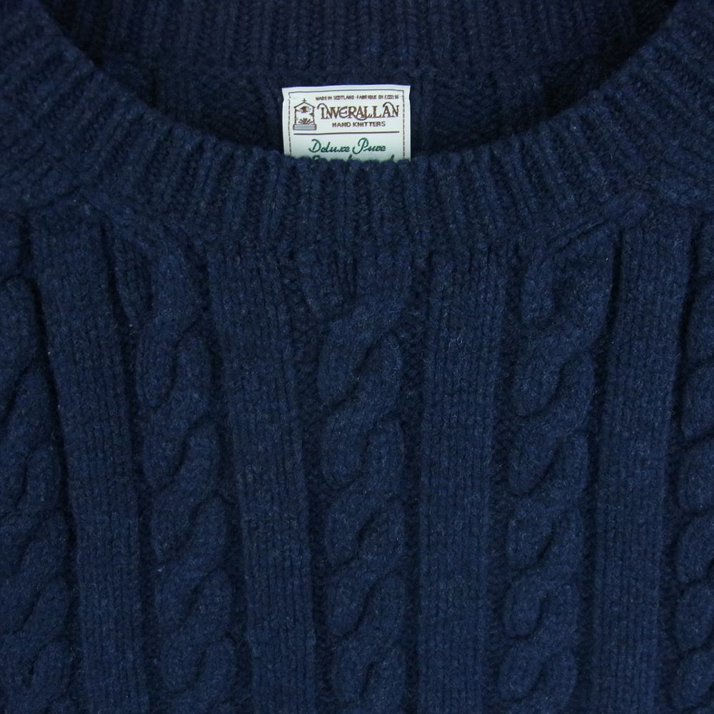 INVERALLAN インバーアラン RHC ロンハーマン 別注 クルーネック リブ ウール ケーブル ニット 英国製 ネイビー系 40【中古】