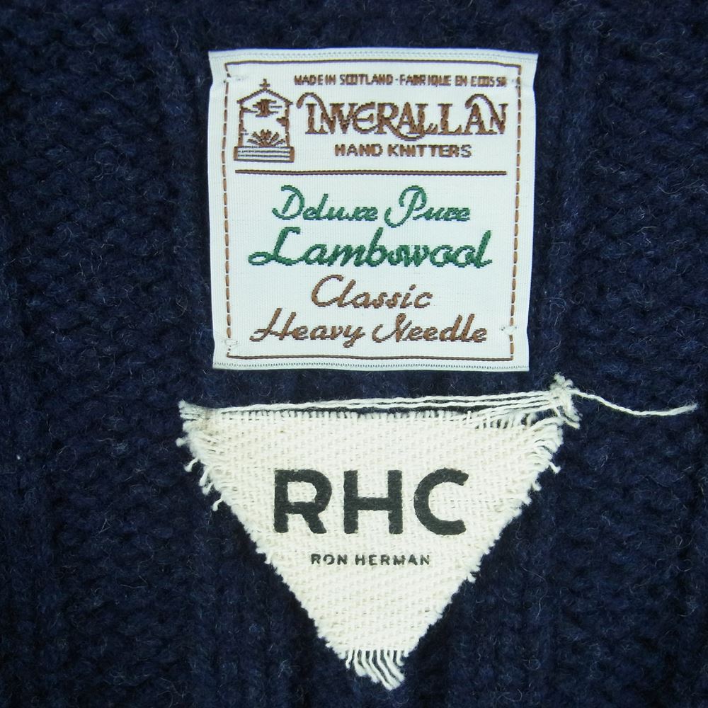 INVERALLAN インバーアラン RHC ロンハーマン 別注 クルーネック リブ ウール ケーブル ニット 英国製 ネイビー系 40【中古】