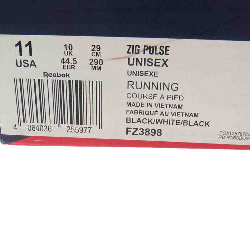 Reebok リーボック FZ3898 ZIG PULSE 4.0 ジグパルス4.0 BLACK ブラック WHITE ホワイト ローカット ブラック系 USA11(29.0cm)【中古】