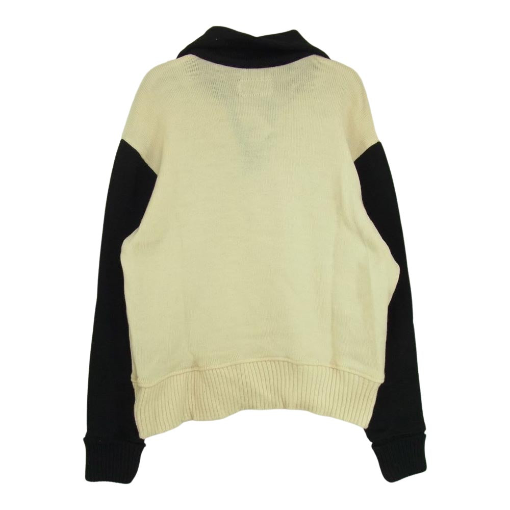 ディーエン ハーフジップ セーター ニット オフホワイト × ブラック オフホワイト系 M【中古】