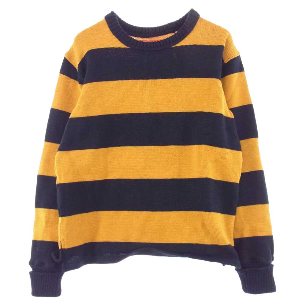 ディーエン ストライプ ボーダー セーター ニット ネイビー × キャメル ネイビー系 オレンジ系 M【中古】