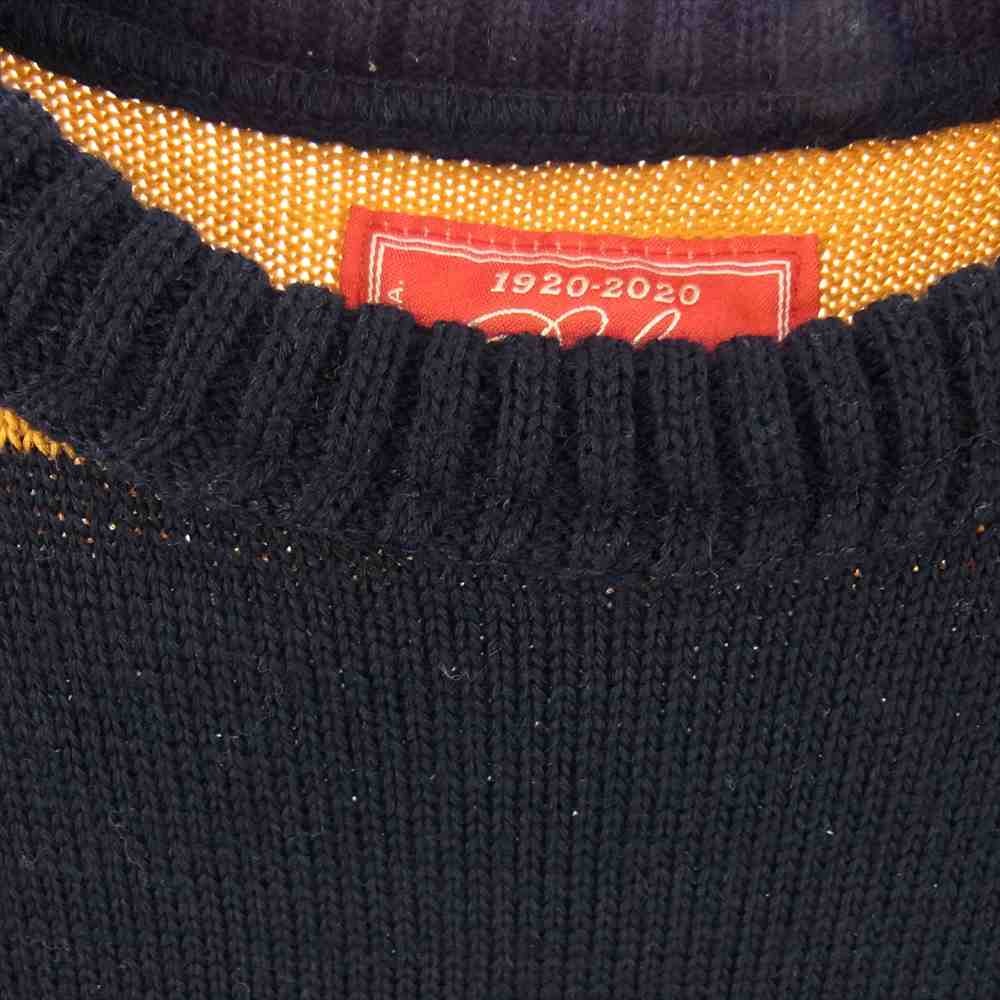 ディーエン ストライプ ボーダー セーター ニット ネイビー × キャメル ネイビー系 オレンジ系 M【中古】