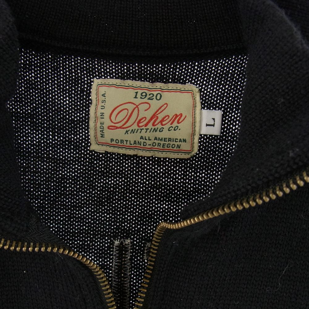 LANGLITZ LEATHERS ラングリッツレザーズ x Dehen ディーエン ハーフジップ ウール ニット プルオーバー ニット ブラック系 L【中古】