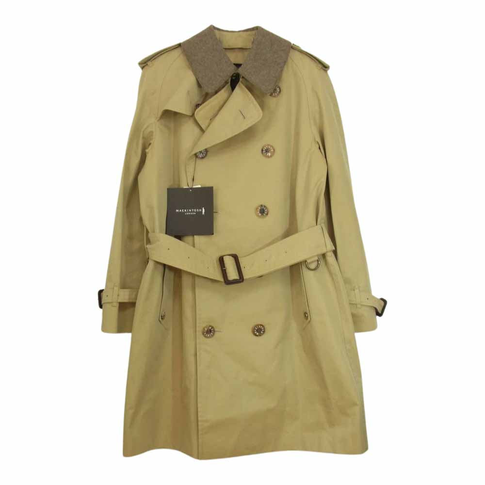 Mackintosh マッキントッシュ 国内正規品 コットン 襟ウール 裏地チェック ベルト ダブルプレスト トレンチ コート ベージュ系 M【新古品】【未使用】【中古】