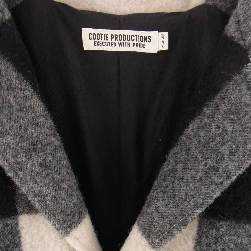 COOTIE クーティー Napping Buffalo Check Shop Coat ナッピング バッファロー チェック ショップコート ブラック系 グレー系 M【中古】