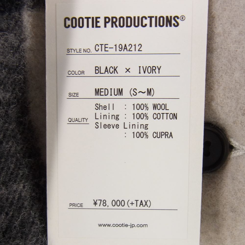 COOTIE クーティー Napping Buffalo Check Shop Coat ナッピング バッファロー チェック ショップコート ブラック系 グレー系 M【中古】