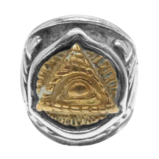 BILL WALL LEATHER ビルウォールレザー Jeff Decker Dome Ring with Pyramid Eye ジェフデッカー ピラミッドアイ リング シルバー系 ゴールド系【中古】