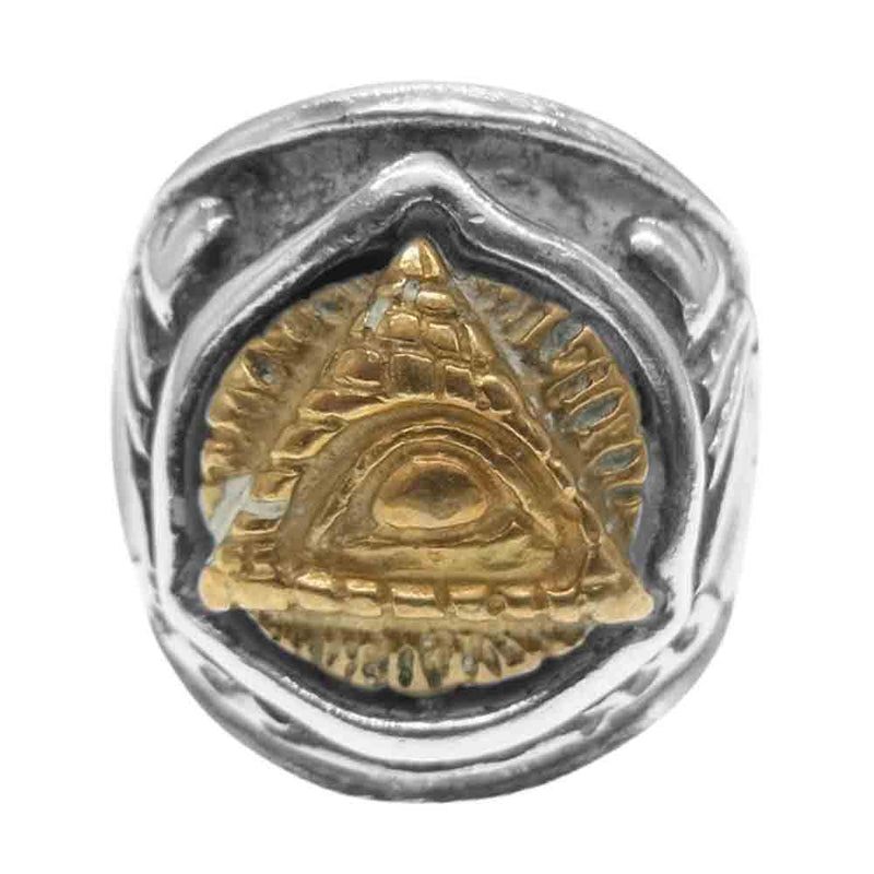 BILL WALL LEATHER ビルウォールレザー Jeff Decker Dome Ring with Pyramid Eye ジェフデッカー ピラミッドアイ リング シルバー系 ゴールド系【中古】