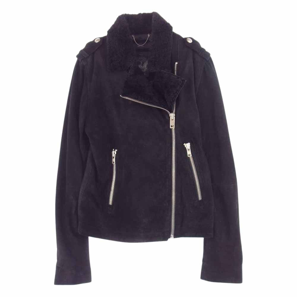 DIESEL ディーゼル OUR SUPERIOR ゴートスエードレザー 襟ムートン ライダース ジャケット  ブラック系 S【中古】