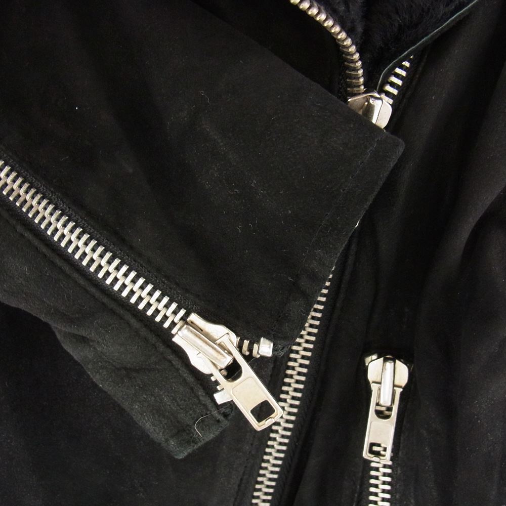 DIESEL ディーゼル OUR SUPERIOR ゴートスエードレザー 襟ムートン ライダース ジャケット  ブラック系 S【中古】