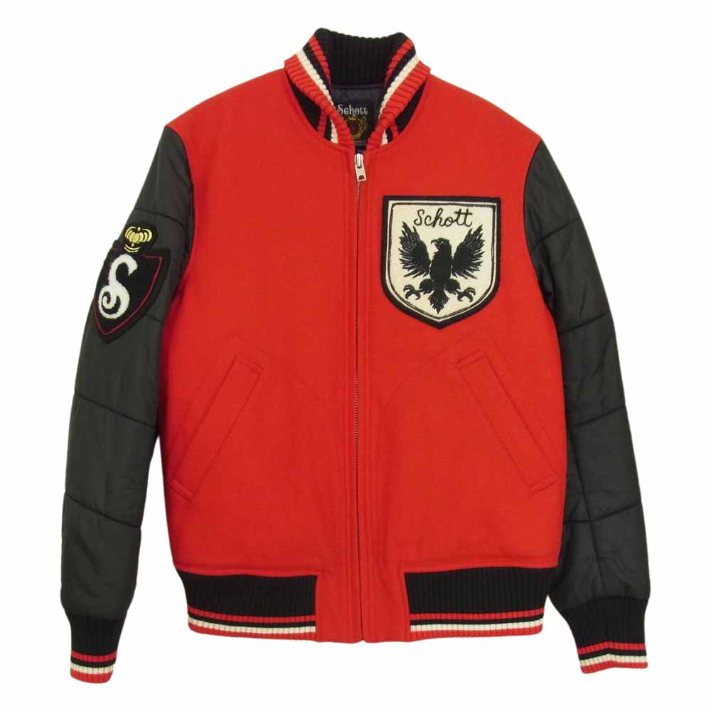 schott ショット スタジアム ジャケット スタジャン エンブレム 中綿 スタジャン レッド系 S【中古】
