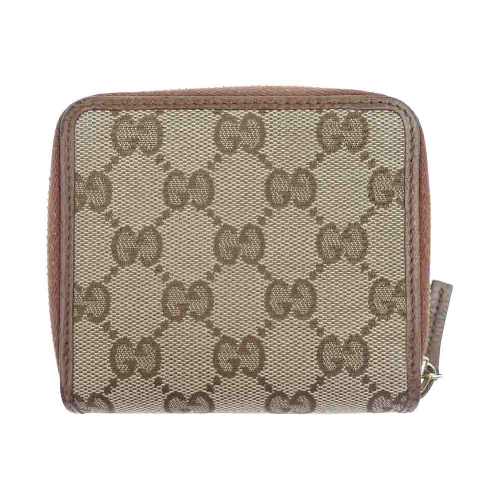 GUCCI グッチ 346056 KY9LG  アウトレット品 GG キャンバス レザー 二つ折り ラウンドジップ ウォレット ライトブラウン系【中古】