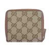 GUCCI グッチ 346056 KY9LG  アウトレット品 GG キャンバス レザー 二つ折り ラウンドジップ ウォレット ライトブラウン系【中古】