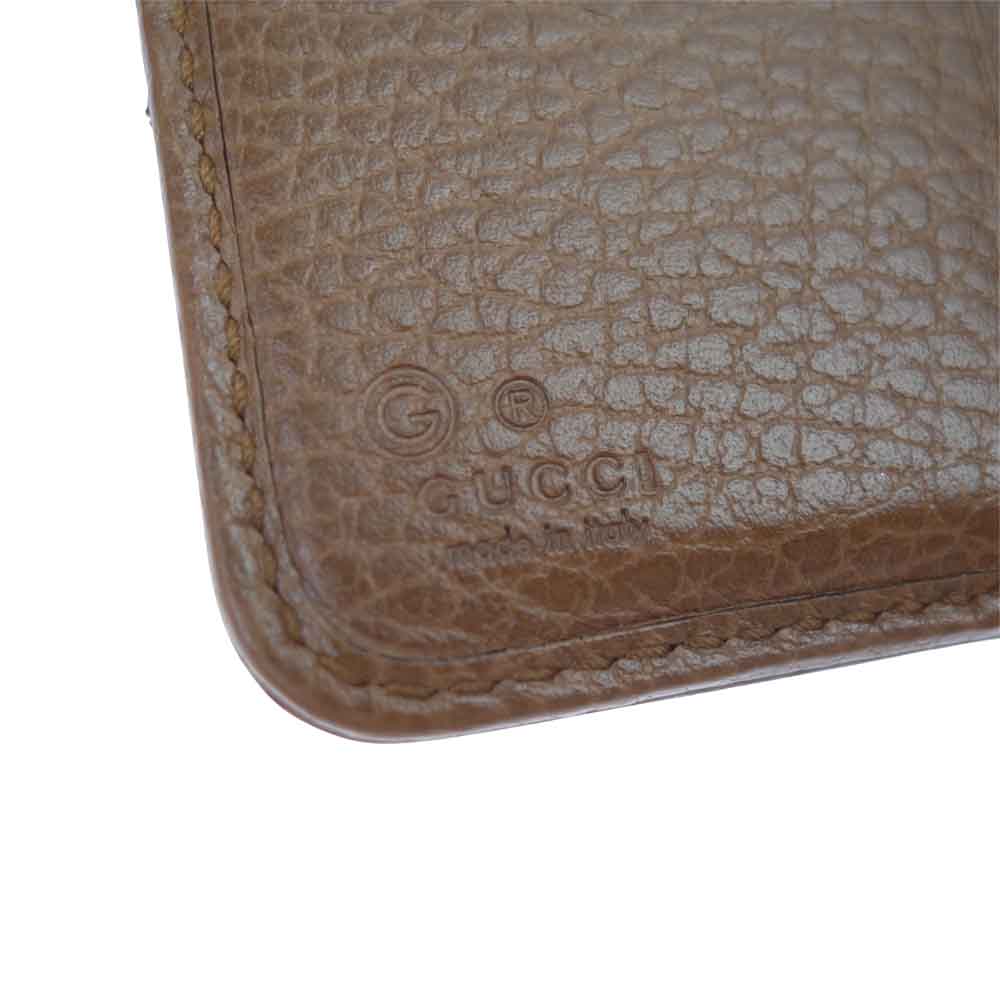 GUCCI グッチ 346056 KY9LG  アウトレット品 GG キャンバス レザー 二つ折り ラウンドジップ ウォレット ライトブラウン系【中古】