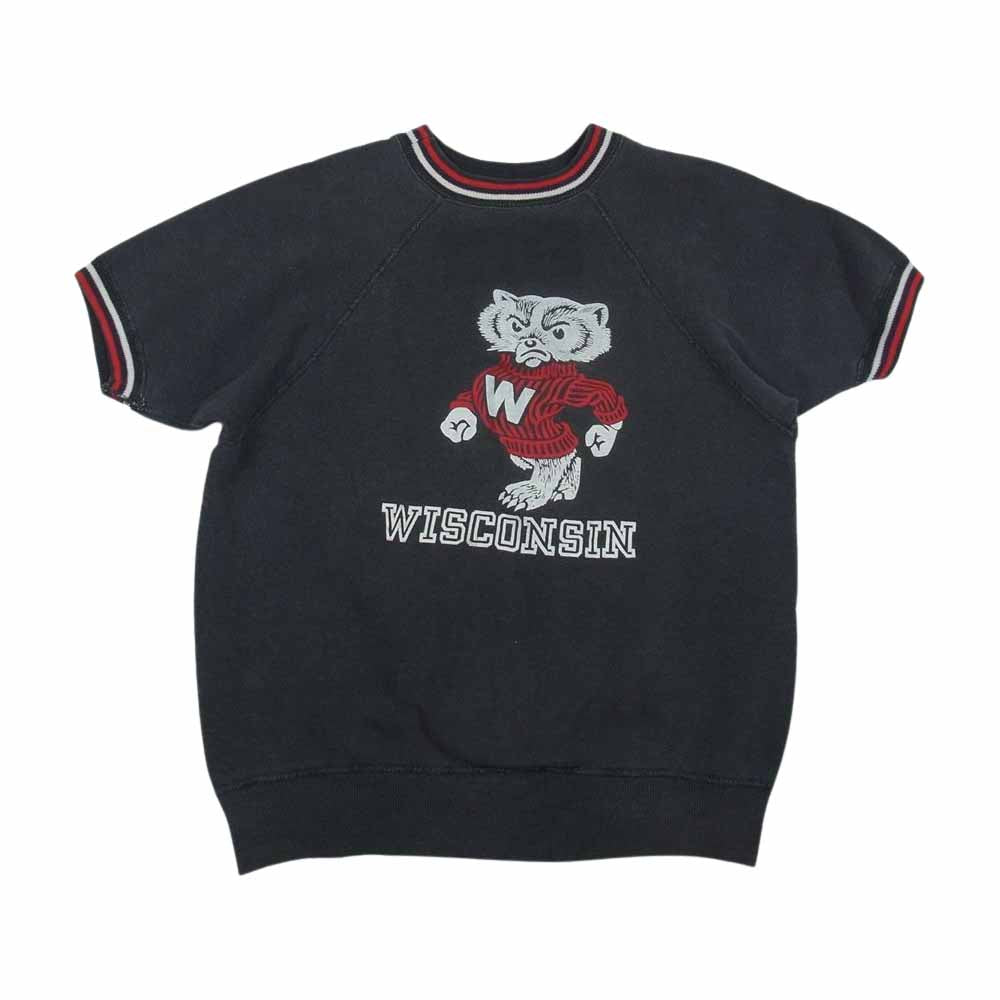 ヴィンテージ 60s 半袖 ラグラン WISCONSIN キャラクター プリント スウェット トレーナー グレー系【中古】