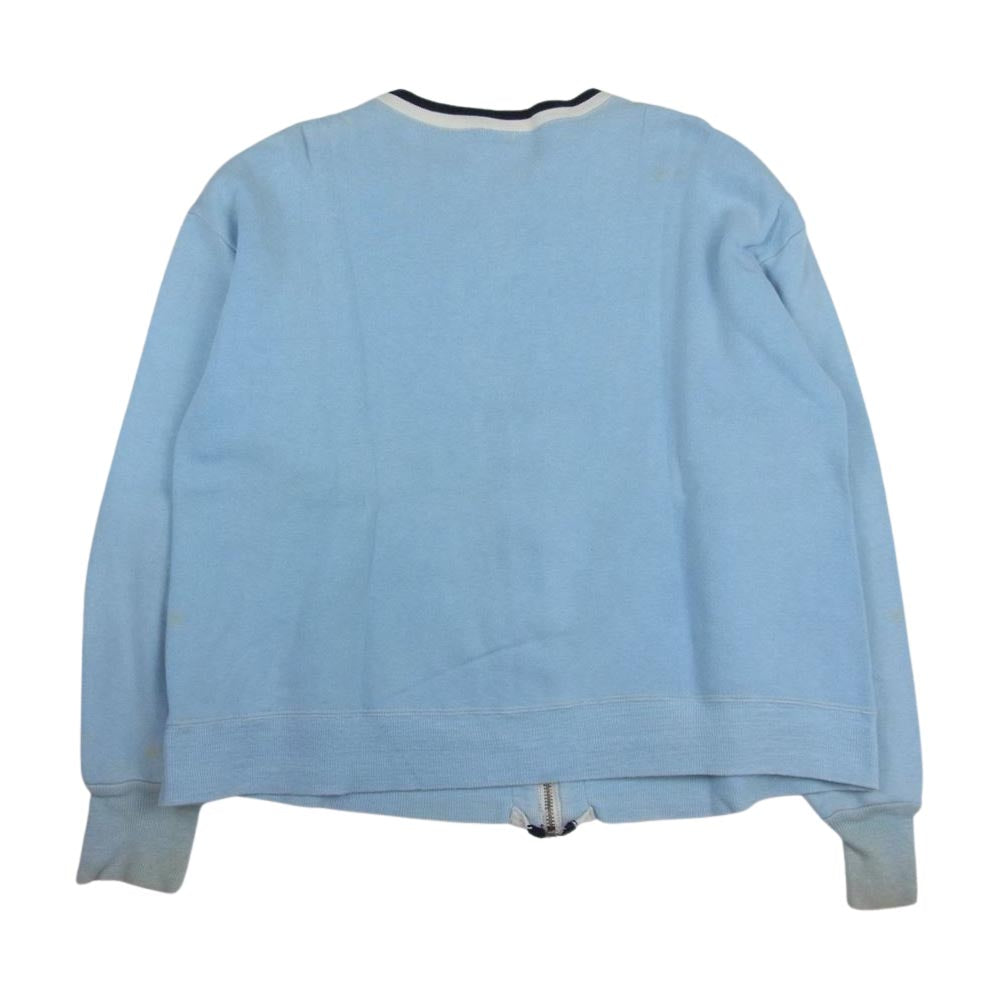 WAREHOUSE ウエアハウス SPORTS WEAR 馬タグ 棒タロン ジップ スウェット カーディガン ライトブルー系 40【中古】