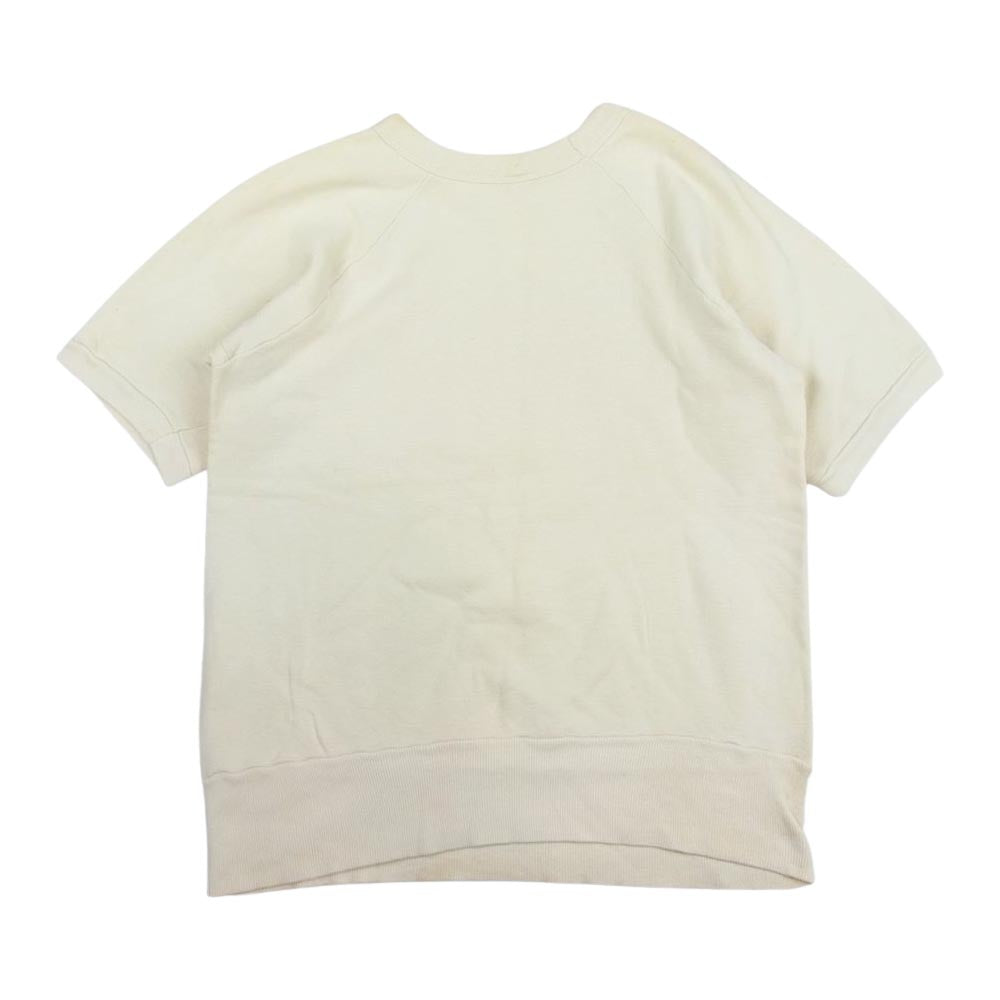 ヘインズ 50S~60s BREEZE SHIELD タグ UNIVERSITY TOLEDO カレッジ ロゴ プリント ラグラン 半袖 スウェット トレーナー ベージュ系 M【中古】