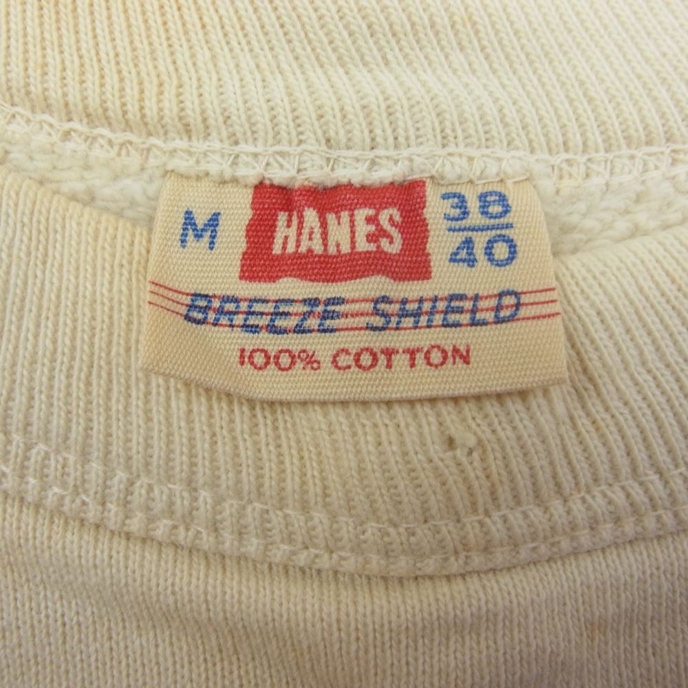 ヘインズ 50S~60s BREEZE SHIELD タグ UNIVERSITY TOLEDO カレッジ ロゴ プリント ラグラン 半袖 スウェット トレーナー ベージュ系 M【中古】