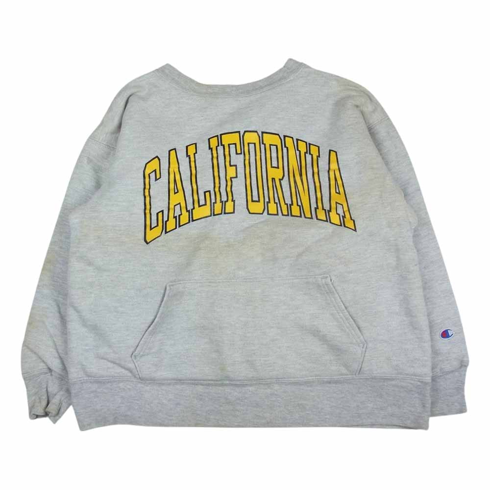 Champion チャンピオン CALIFORNIA カレッジロゴ プリント ダブルフェイス 二本針縫 セットインスリーブ スウェット トレーナー グレー系【中古】