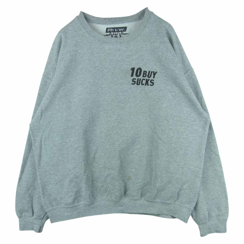 フェイザー トーキョー 10buy sucks crewneck スウェット ロゴ刺繍 クルーネック トレーナー グレー系 XL【中古】
