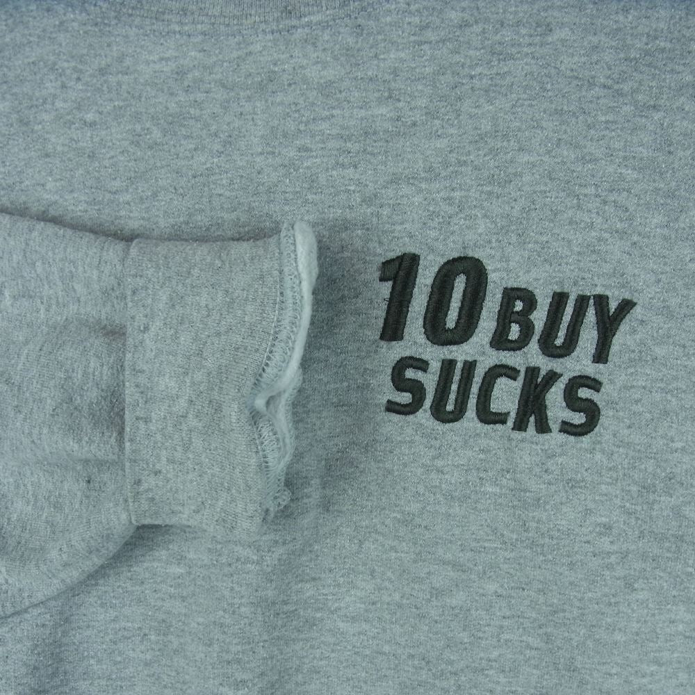 フェイザー トーキョー 10buy sucks crewneck スウェット ロゴ刺繍 クルーネック トレーナー グレー系 XL【中古】
