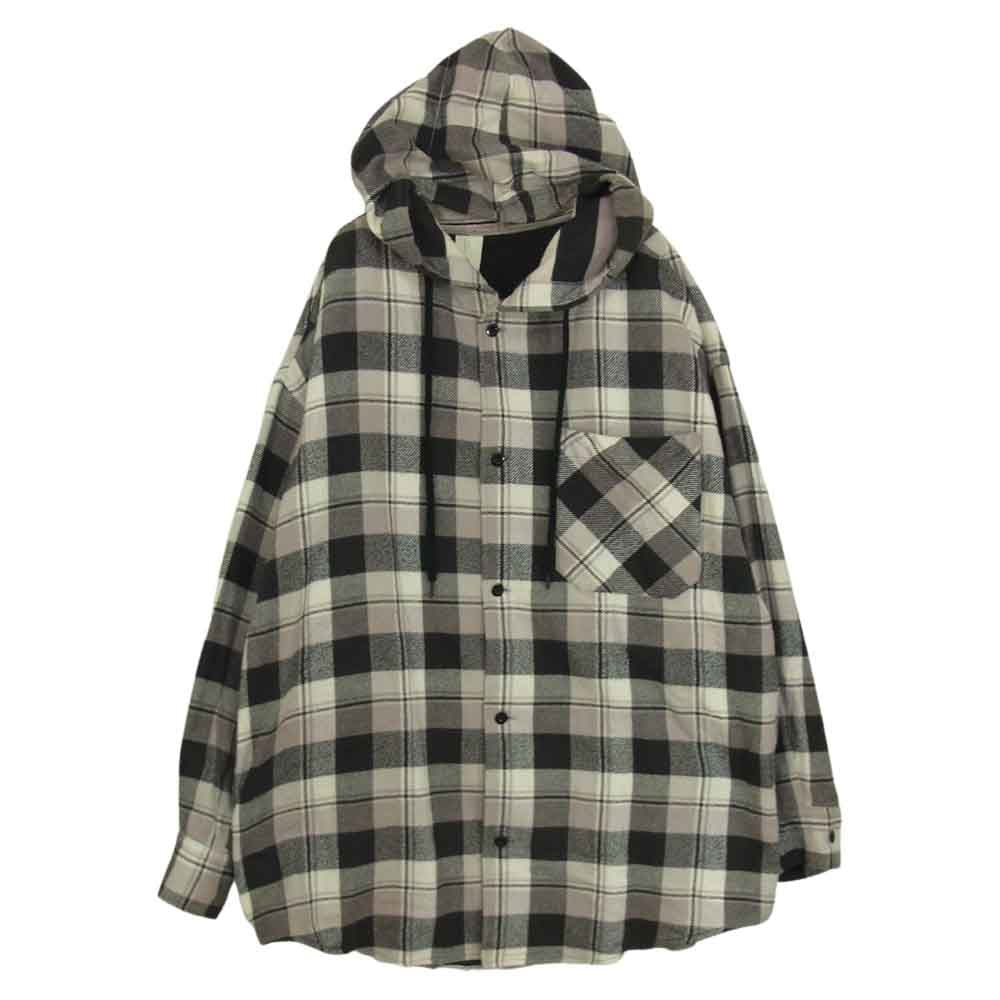 N.HOOLYWOOD エヌハリウッド 1212-SH51-042 フード付き オーバーサイズ チェック フランネル シャツ グレー系 42【中古】