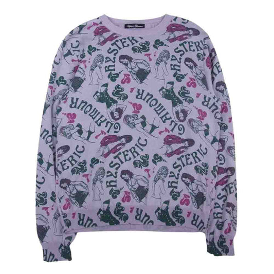 HYSTERIC GLAMOUR ヒステリックグラマー 01211NS09 WOMAN柄 プルオーバー ニット パープル系 F【中古】
