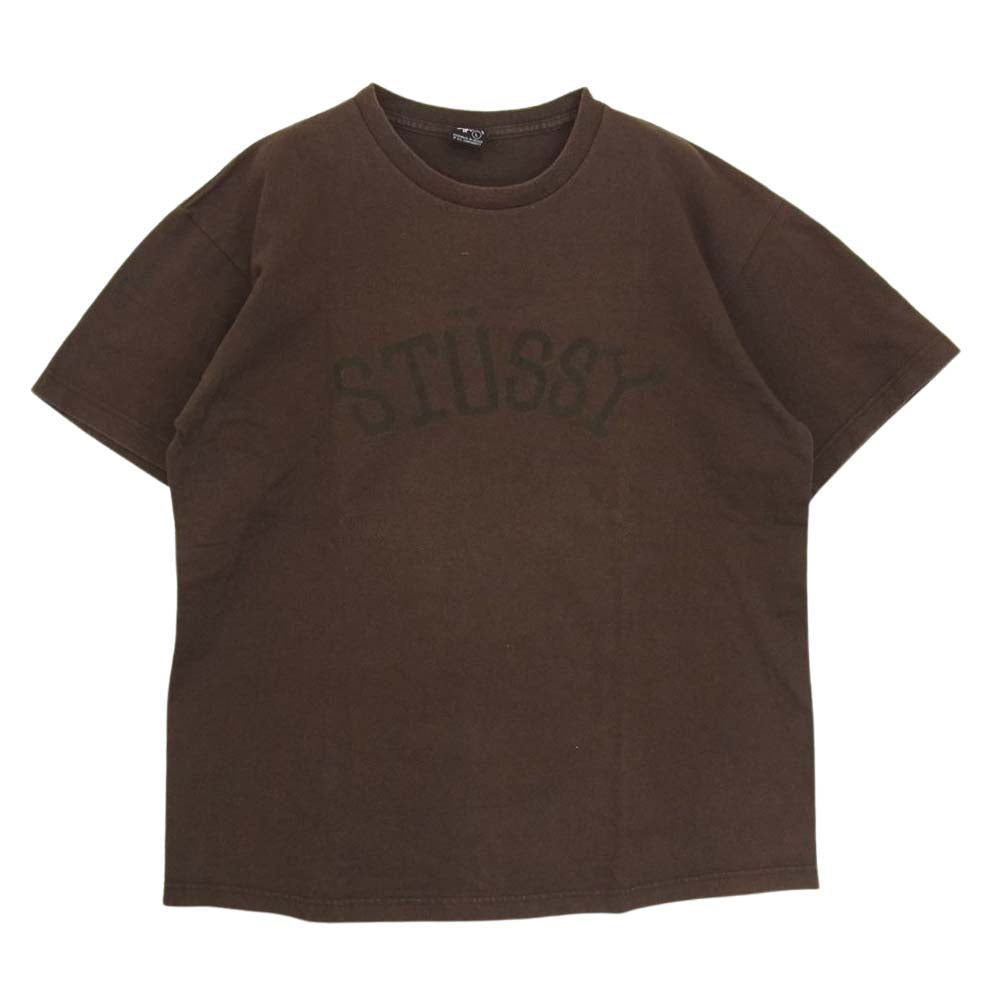 STUSSY ステューシー デカロゴ ラスタ Tシャツ ブラウン系 L【中古】