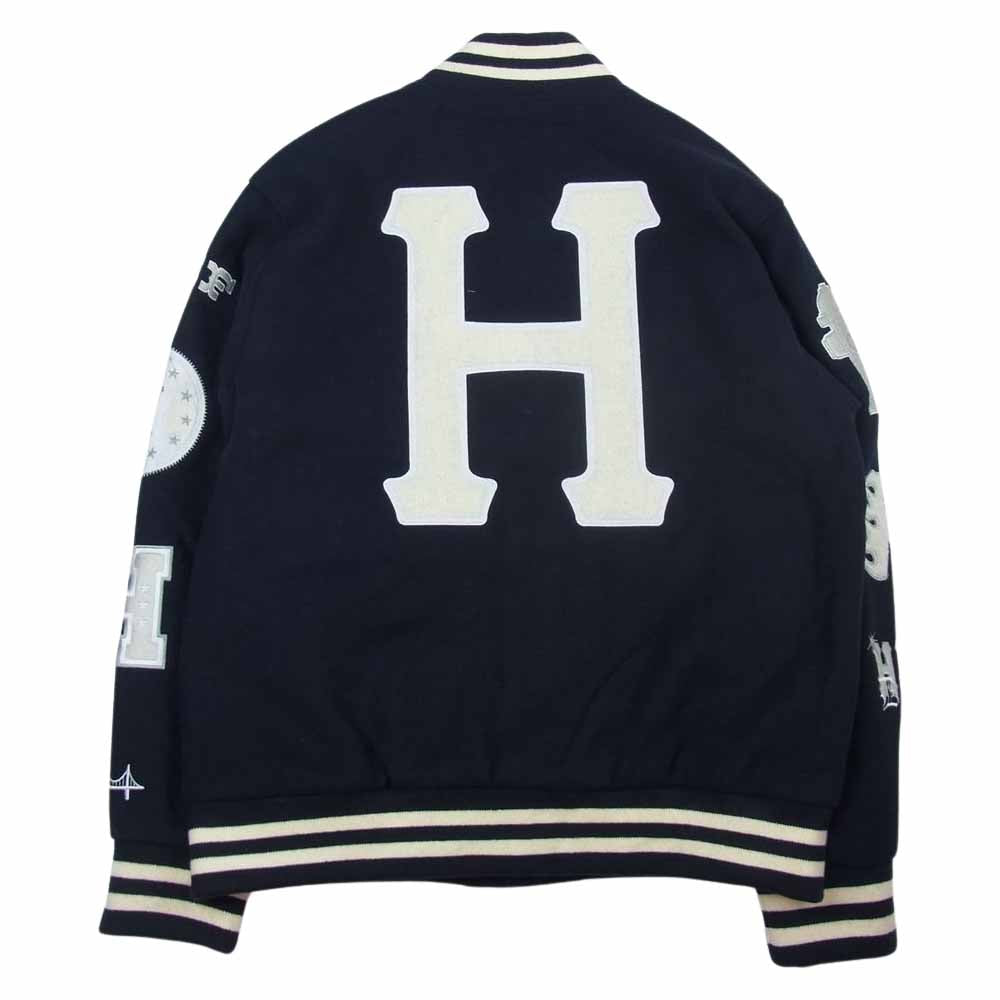 HUF ハフ HUF 20 YEAR CLASSIC H VARSITY JACKET スタジャン スタジアム ジャンパー ネイビー系 L【新古品】【未使用】【中古】