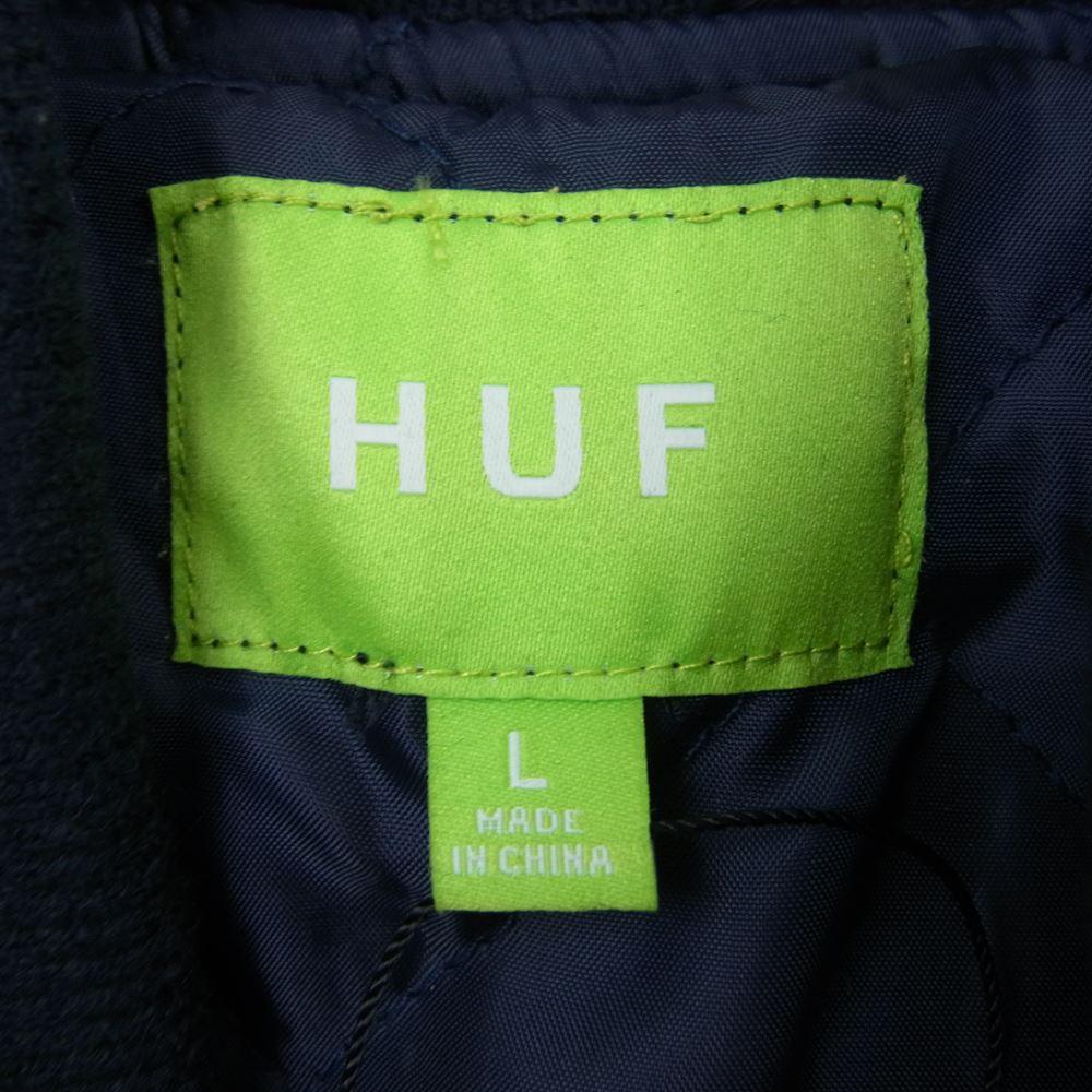 HUF ハフ HUF 20 YEAR CLASSIC H VARSITY JACKET スタジャン スタジアム ジャンパー ネイビー系 L【新古品】【未使用】【中古】