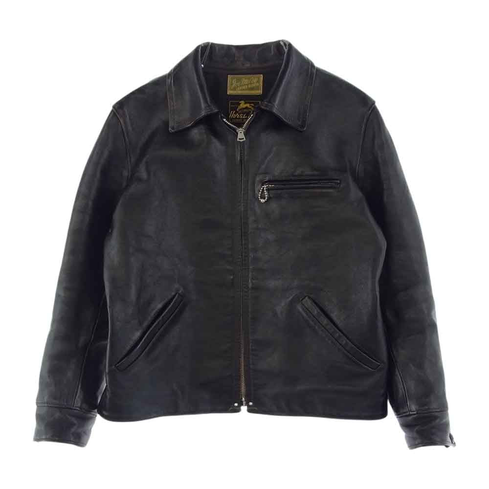 The REAL McCOY'S ザリアルマッコイズ 茶芯 30s SPORTS JACKET NELSON ホースハイド スポーツ ジャケット ネルソン レザー ジャケット ブラック系 38【中古】