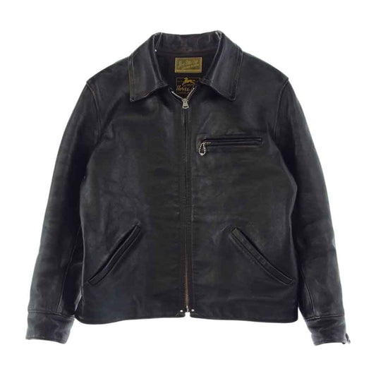 The REAL McCOY'S ザリアルマッコイズ 茶芯 30s SPORTS JACKET NELSON ホースハイド スポーツ ジャケット ネルソン レザー ジャケット ブラック系 38【中古】