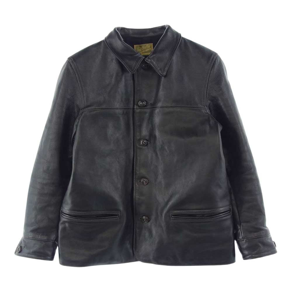 The REAL McCOY'S ザリアルマッコイズ JOE McCOY ジョーマッコイ LEATHER CAR COAT ホースハイド シングル カーコート ジャケット ブラック系 38【中古】
