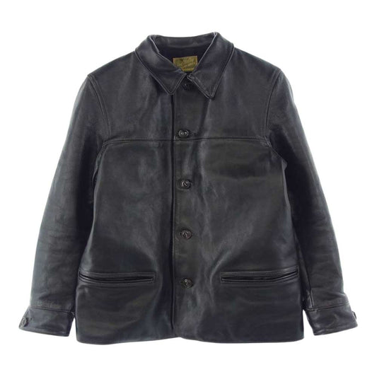 The REAL McCOY'S ザリアルマッコイズ JOE McCOY ジョーマッコイ LEATHER CAR COAT ホースハイド シングル カーコート ジャケット ブラック系 38【中古】