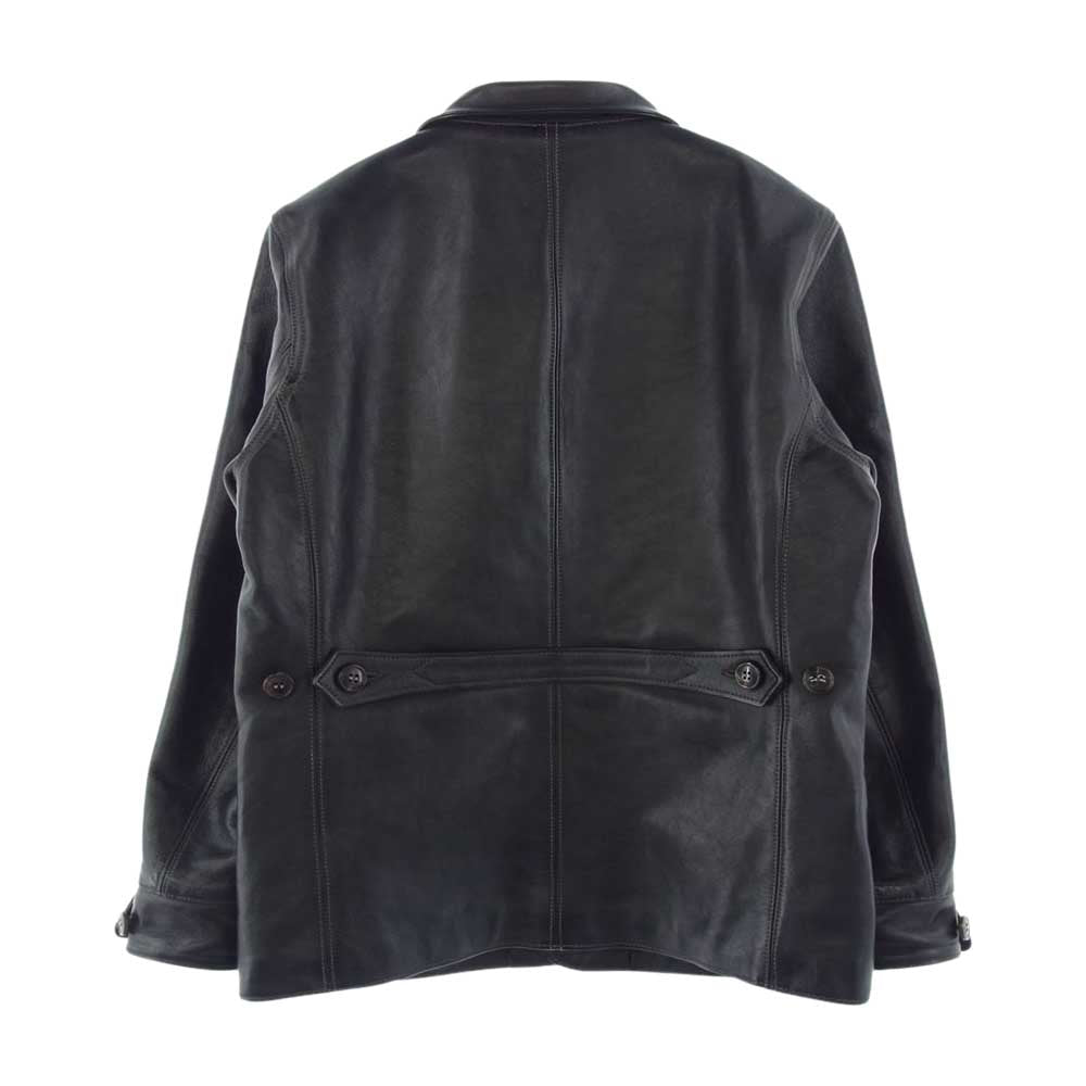 The REAL McCOY'S ザリアルマッコイズ JOE McCOY ジョーマッコイ LEATHER CAR COAT ホースハイド シングル カーコート ジャケット ブラック系 38【中古】