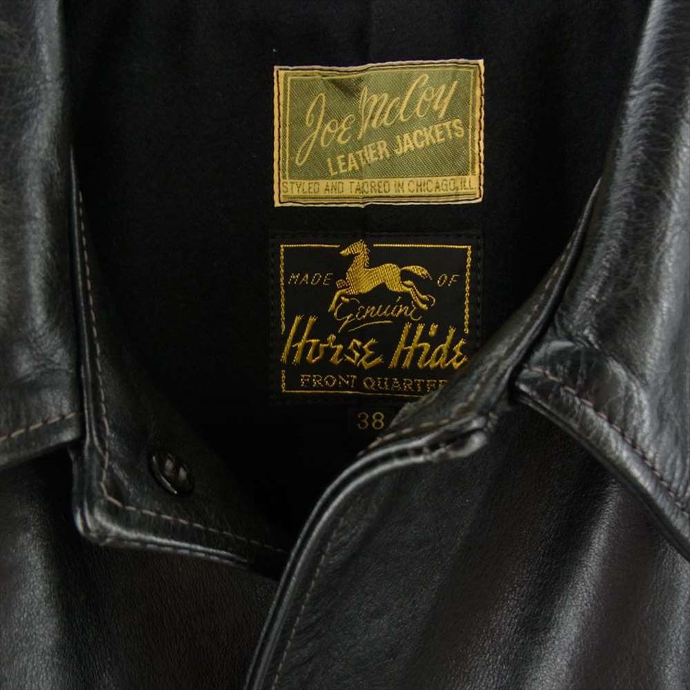 The REAL McCOY'S ザリアルマッコイズ JOE McCOY ジョーマッコイ LEATHER CAR COAT ホースハイド シングル カーコート ジャケット ブラック系 38【中古】