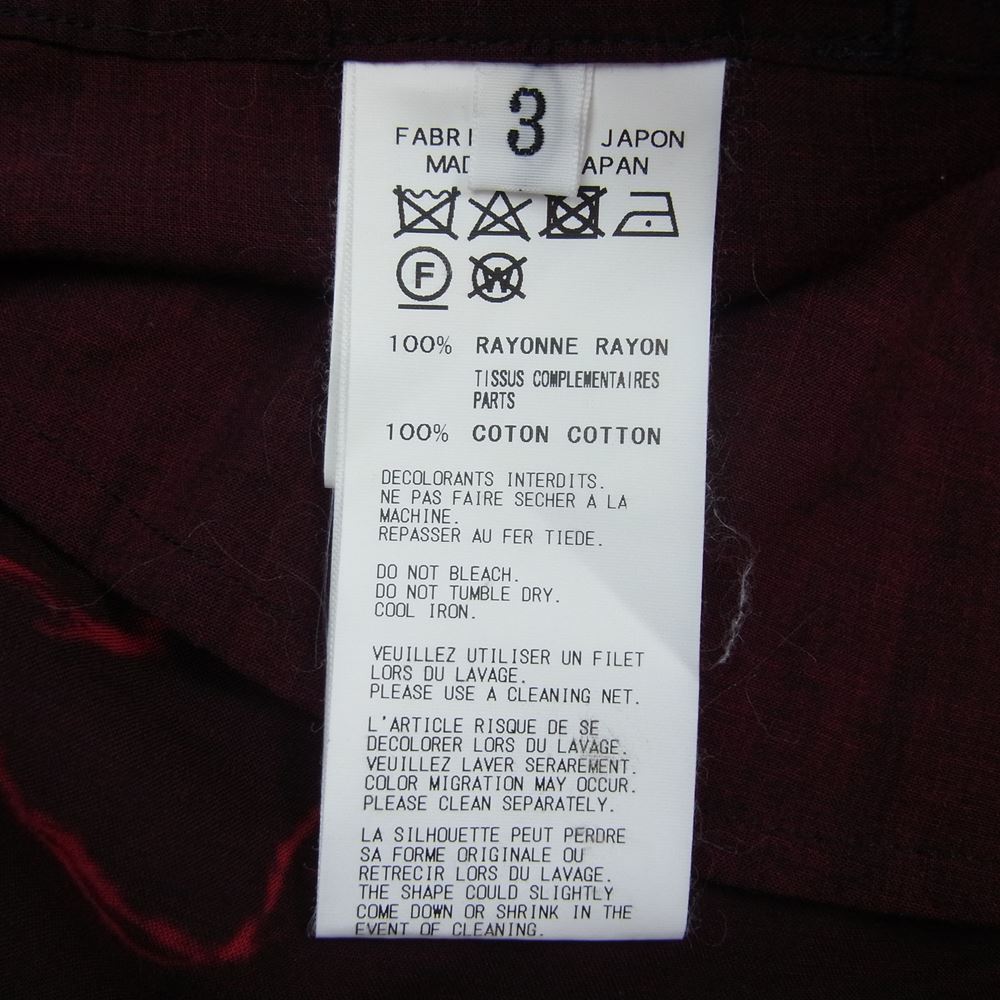 Yohji Yamamoto ヨウジヤマモト BLACK SCANDAL 19SS HH-B84-811 Back Opening Print Shirt ブラックスキャンダル 薔薇プリント バックオープン レーヨン ロング シャツ ブラック系 3【中古】