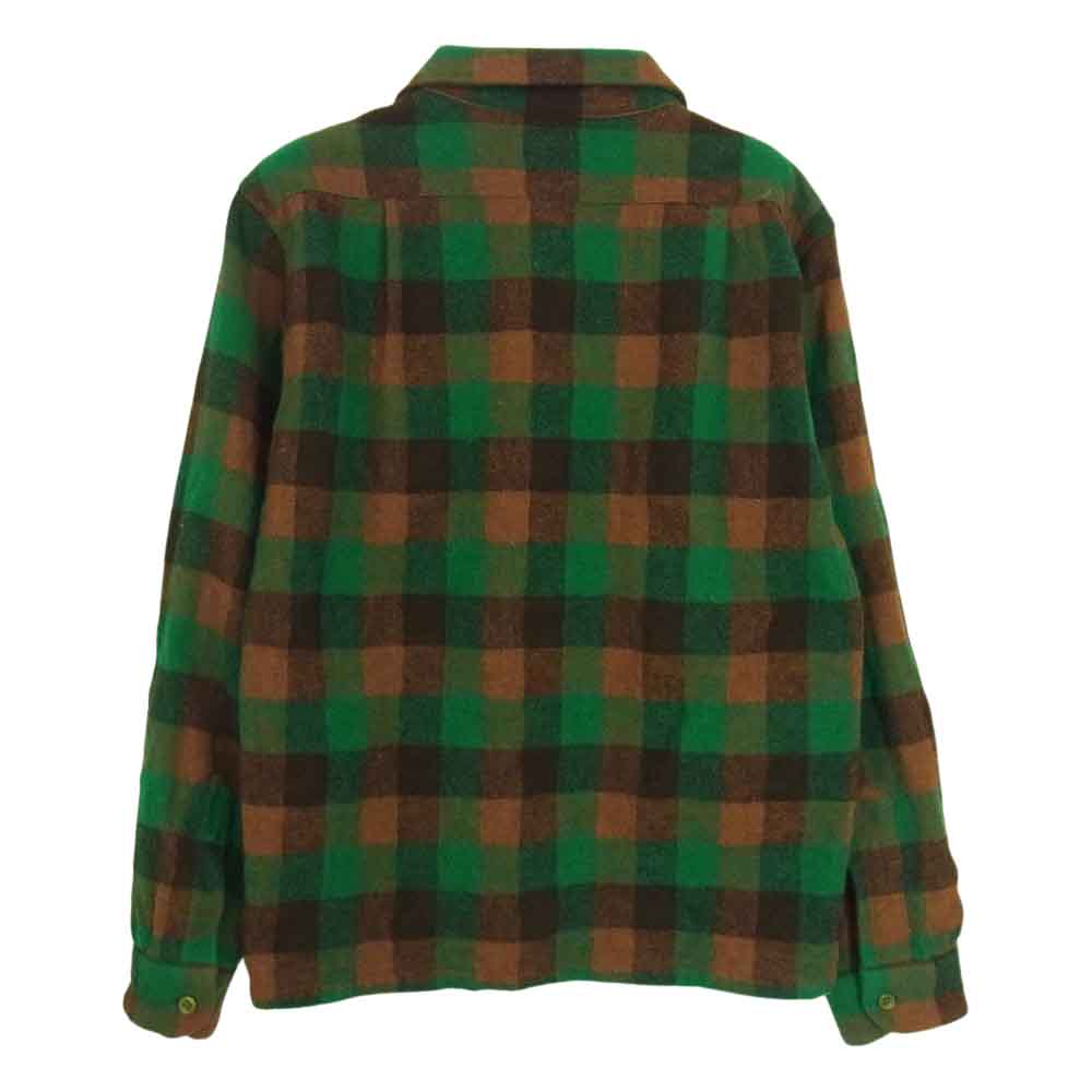 TENDERLOIN テンダーロイン T-WOOL SHT P ブロックチェック ウール シャツ グリーン系 XS【中古】