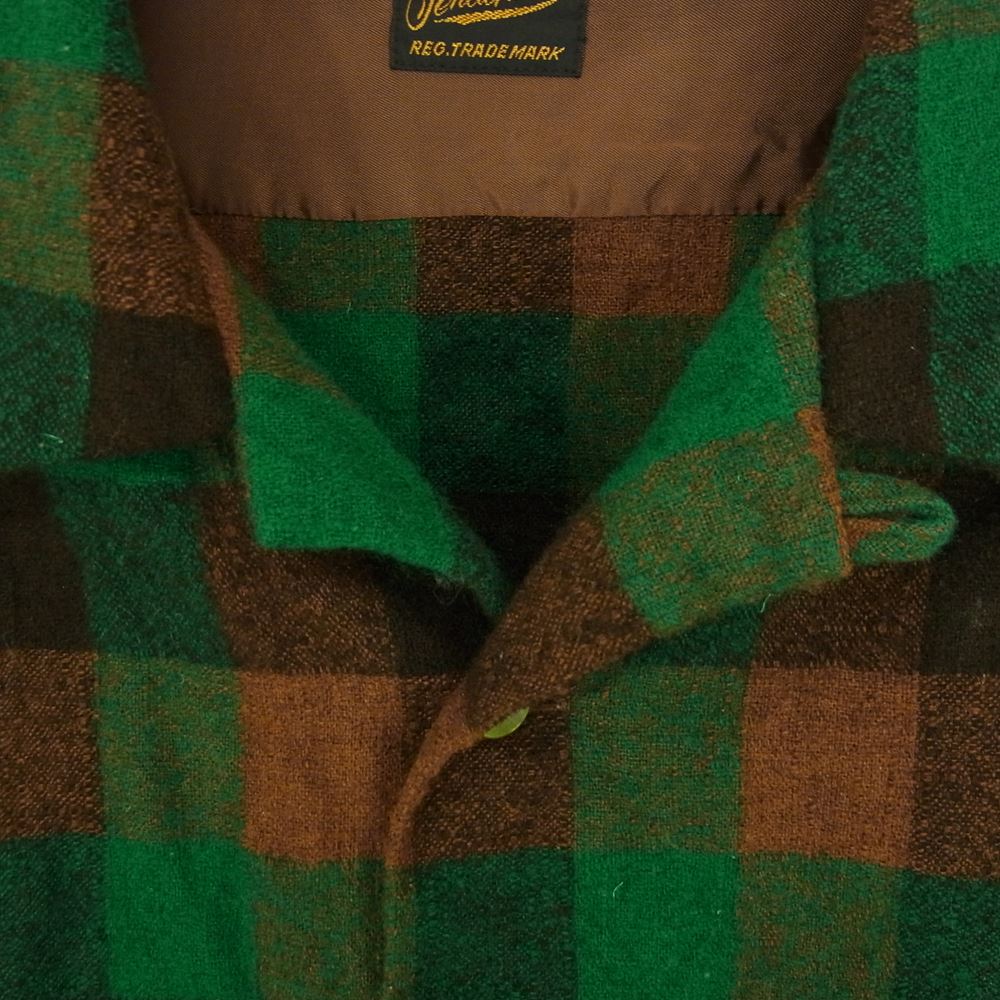 TENDERLOIN テンダーロイン T-WOOL SHT P ブロックチェック ウール シャツ グリーン系 XS【中古】