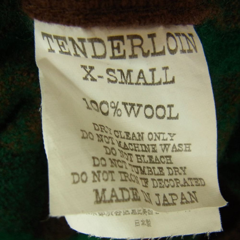 TENDERLOIN テンダーロイン T-WOOL SHT P ブロックチェック ウール シャツ グリーン系 XS【中古】
