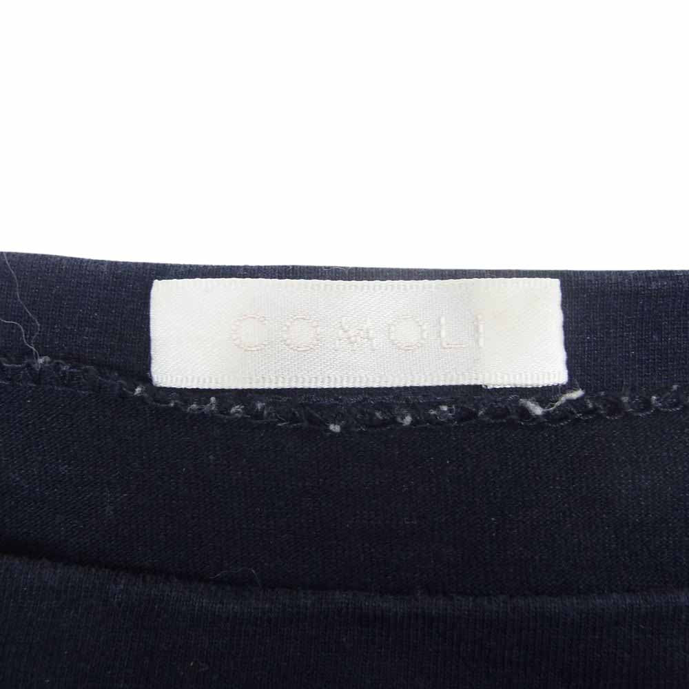 COMOLI コモリ I01-05004 ボートネック ポケット付 長袖 Tシャツ カットソー ネイビー系 1【中古】